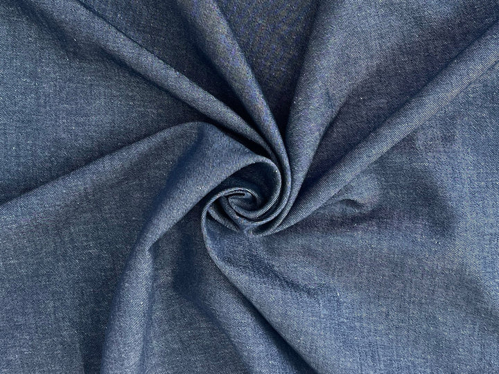 Dark Navy Denim-Look Linen Cotton Fabric 8348 | Dual-Sided Twill | 52"