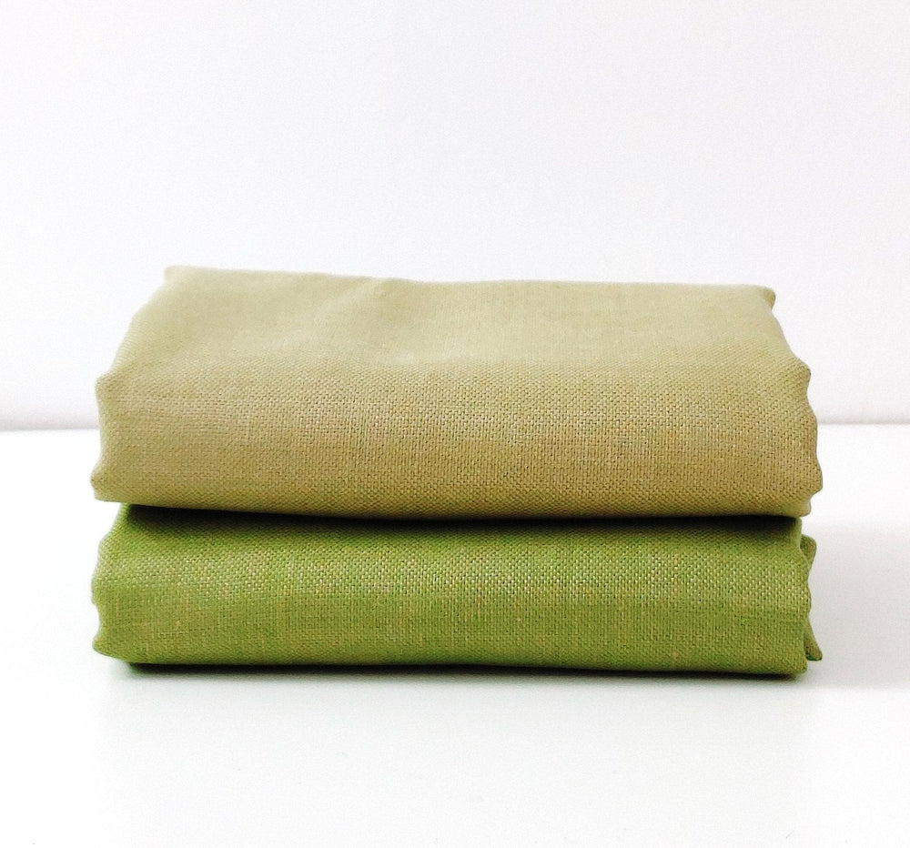 100% Linen Canvas Chambray Fabric 3455 1702 - The Linen Lab - Green