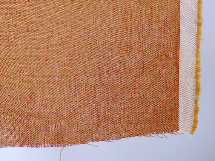 100% Linen Chambray Fabric in Heavyweight Orange Hue 7849 - The Linen Lab - Orange
