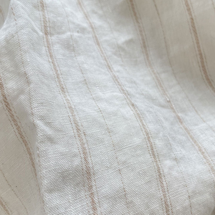 100% Linen Dobby Stripe Fabric 14s 40lea (6525 6526) - The Linen Lab - 6525 blue
