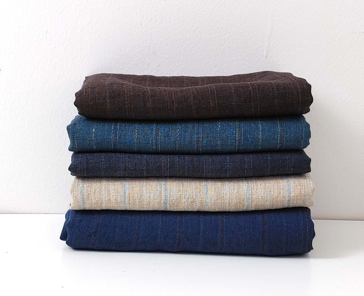 100% Linen Fabric Delave Stripe Lightweight 7500 7501 7751 7723 7724 - The Linen Lab - Beige