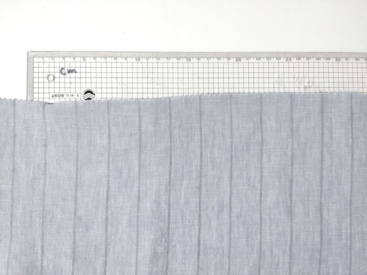 100% Linen Fabric Grey Color Dobby Stripe 6900 - The Linen Lab - Grey