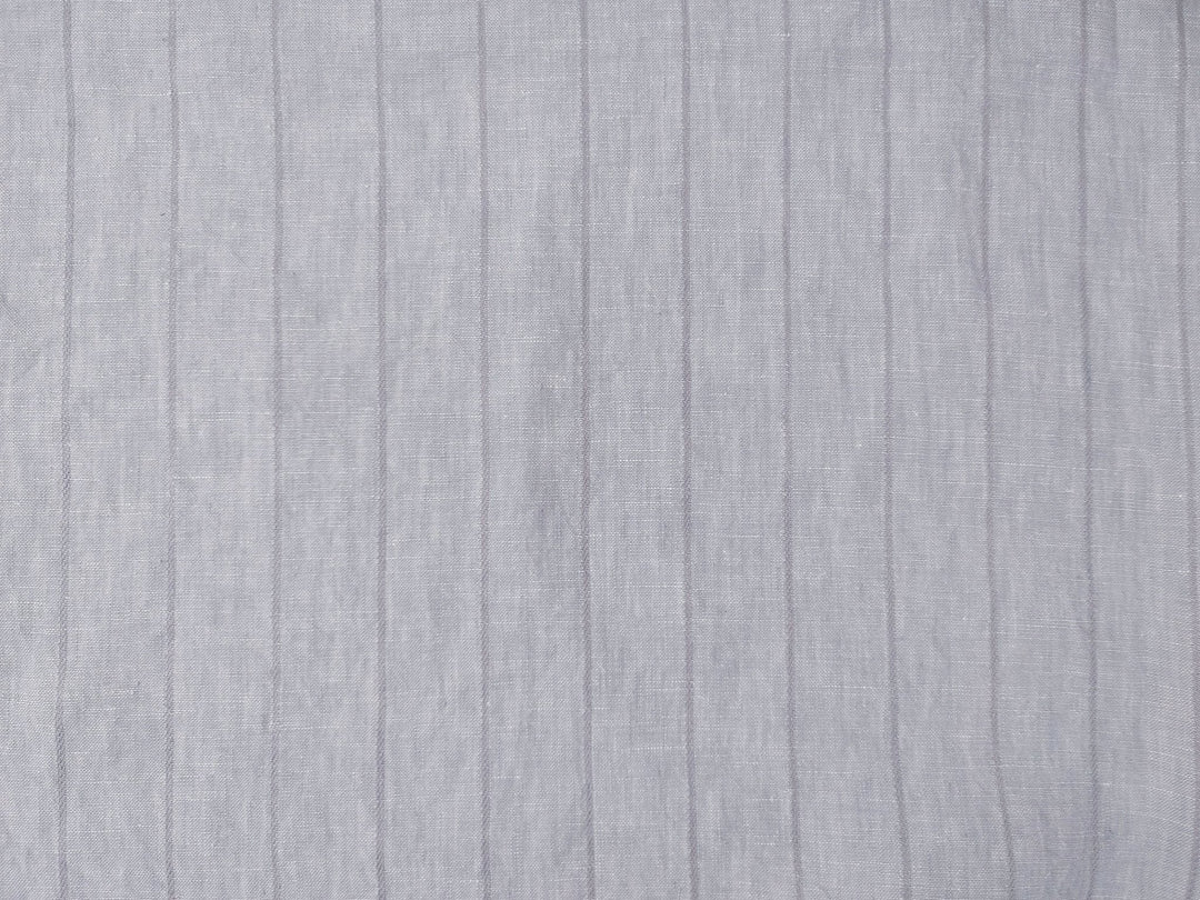 100% Linen Fabric Grey Color Dobby Stripe 6900 - The Linen Lab - Grey