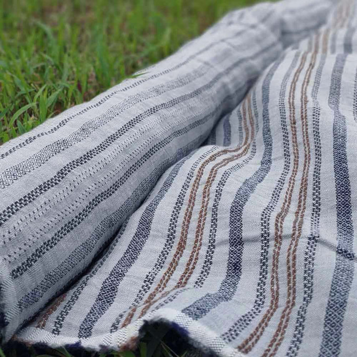 100% Linen Fabric Jacquard Stripe 6151 6206 - The Linen Lab - Grey