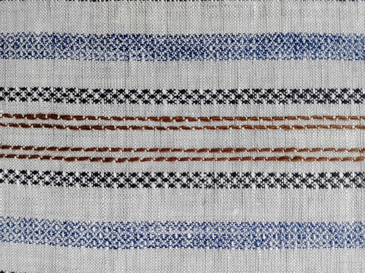100% Linen Fabric Jacquard Stripe 6151 6206 - The Linen Lab - Grey