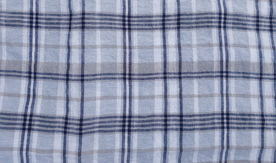 100% Linen Fabric Madras Plaid Light Weight (7022 7023 7024 6709 6710) - The Linen Lab - Grey & Navy