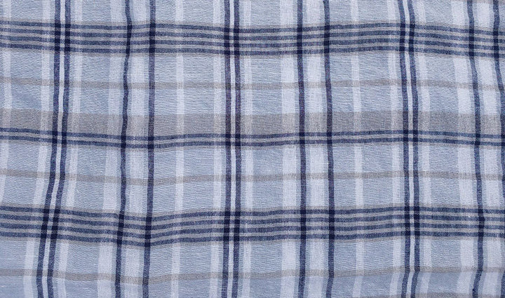100% Linen Fabric Madras Plaid Light Weight (7022 7023 7024 6709 6710) - The Linen Lab - Grey & Navy