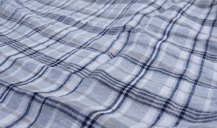100% Linen Fabric Madras Plaid Light Weight (7022 7023 7024 6709 6710) - The Linen Lab - Light Green & Light Grey