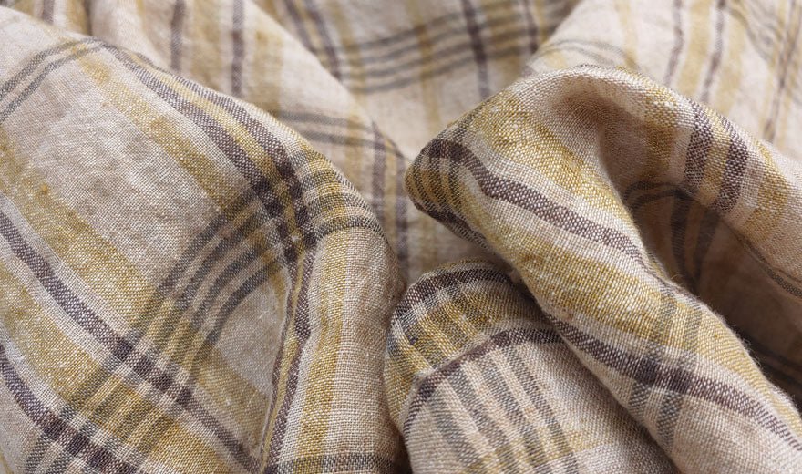 100% Linen Fabric Madras Plaid Light Weight (7022 7023 7024 6709 6710) - The Linen Lab - Mustard