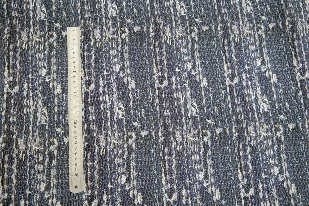 100% Linen Fabric Navy Tweed Print Light Weight 6679 - The Linen Lab - NAVY 6679