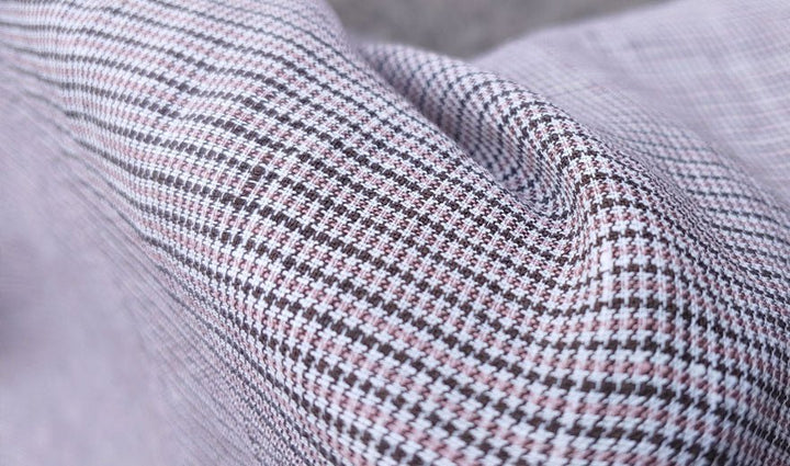 100% Linen Fabric small starcheck light weight  - The Linen Lab - 6747 brown blue green