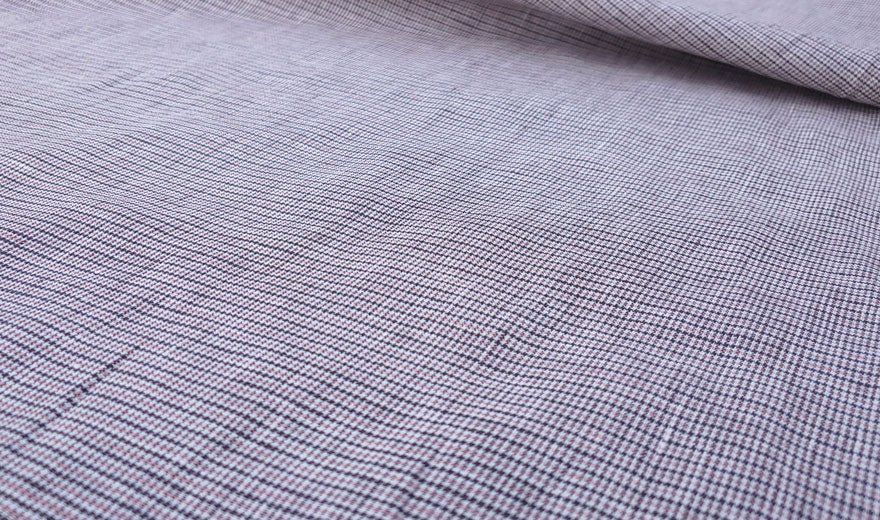 100% Linen Fabric small starcheck light weight  - The Linen Lab - 6747 brown blue green