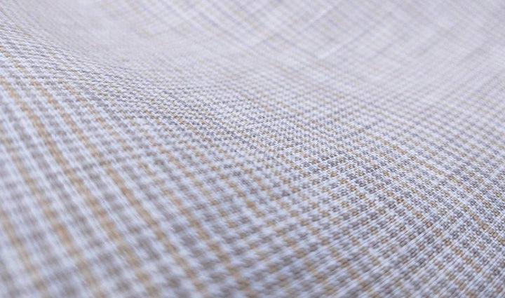 100% Linen Fabric small starcheck light weight  - The Linen Lab - 7030 mustard & green