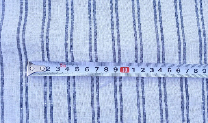 100% Linen Fabric Stripe Collections Light Weight (4708 6273 5997 4575 6258 6157) - The Linen Lab - Navy 6273