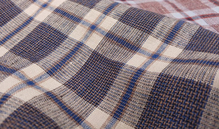 100% Linen Fabric Tartan Check 9s Medium-Heavy Weight 6318 6479 - The Linen Lab - Red 6318