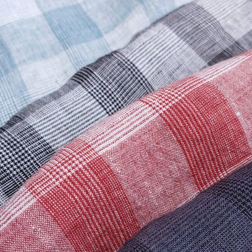 100% Linen Fabric Tartan Glen Plaid 6069 6841 6842 7220 - The Linen Lab - WH*BK 6069