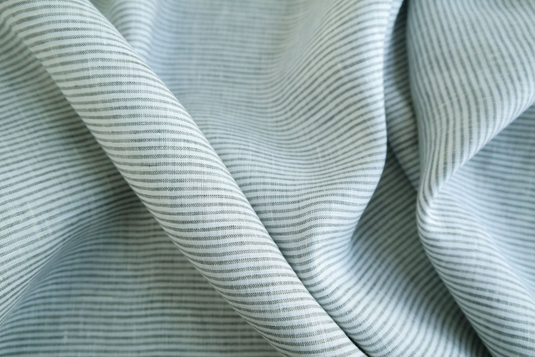 100% Linen Fabric Thin Stripe Collections Light Weight 4768 6939 6280 6279 - The Linen Lab - Grey 4768