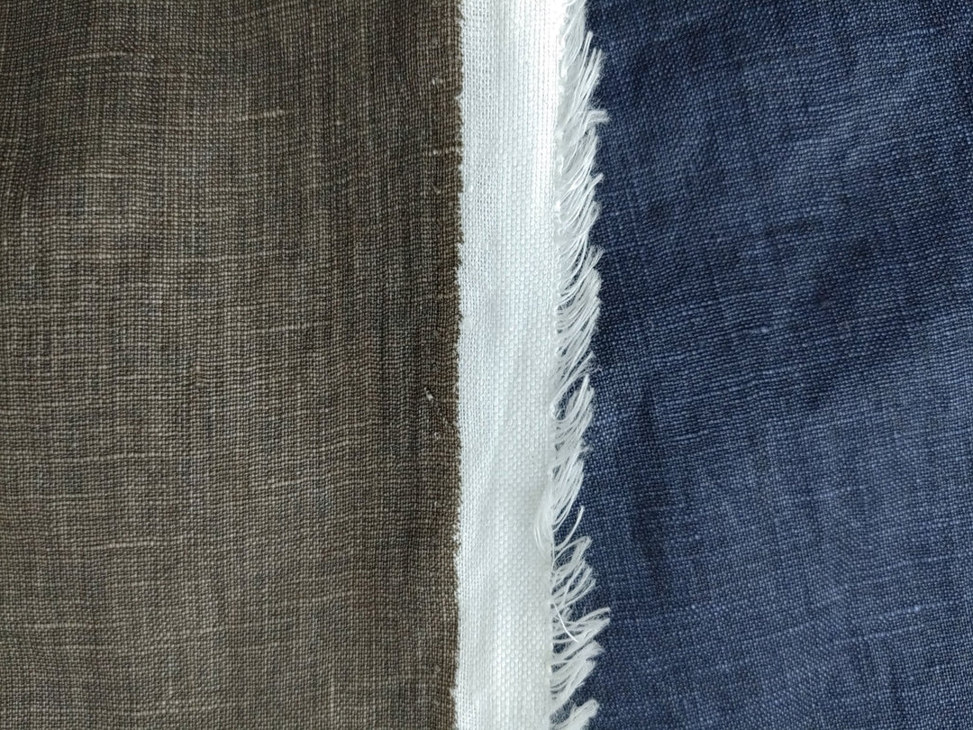 100% Linen Fabric with Pigment Coating 3586 3587 - The Linen Lab - Navy