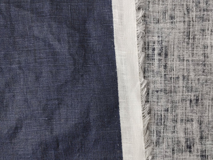 100% Linen Fabric with Pigment Coating 3586 3587 - The Linen Lab - Navy