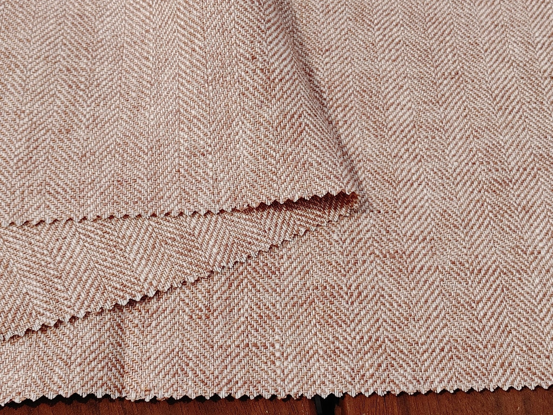 100% Linen Herringbone Twill Fabric Heavy Weight 7546 7547 7743 - The Linen Lab - White