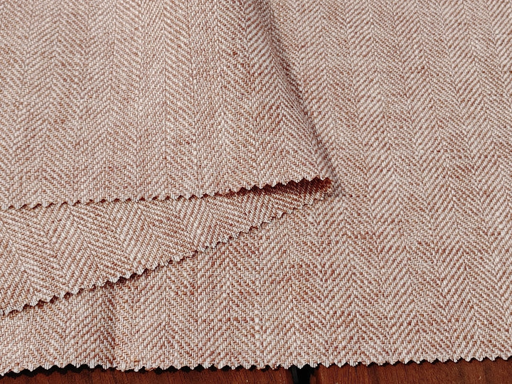 100% Linen Herringbone Twill Fabric Heavy Weight 7546 7547 7743 - The Linen Lab - White