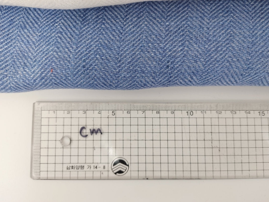 100% Linen Herringbone Twill Fabric Heavy Weight 7546 7547 - The Linen Lab - Blue