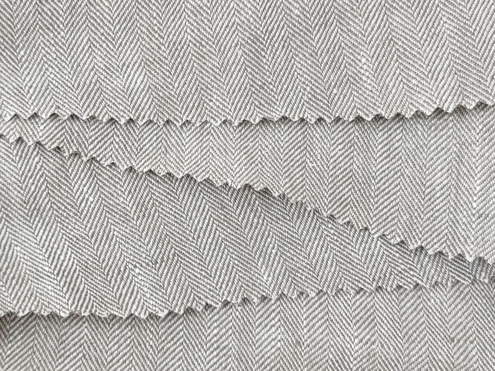 100% Linen Herringbone Twill HBT Fabric medium weight chambray 7313 7314 7727 7529 - The Linen Lab - Khaki