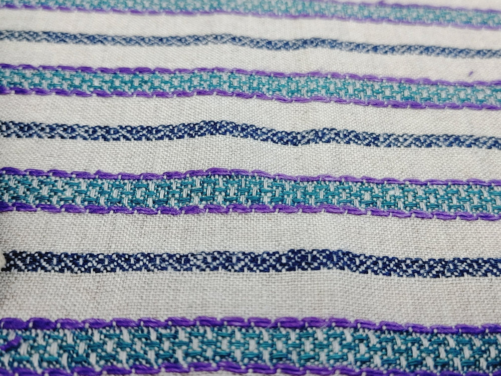 100% Linen Horizontal Stripe Jacquard Fabric 6598 - The Linen Lab - Violet
