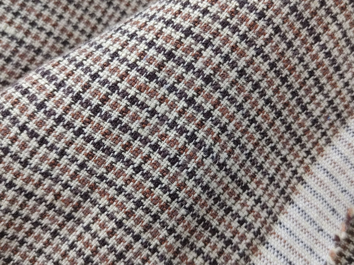 100% Linen Houndstooth StarCheck Fabric: Heavyweight Elegance - The Linen Lab - Brown