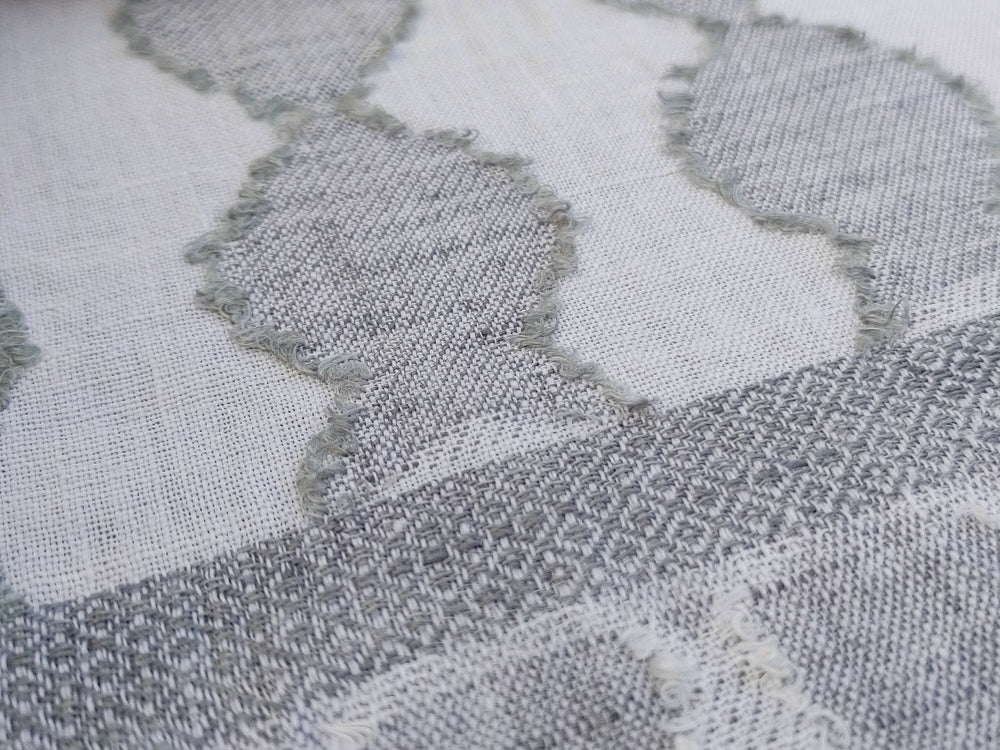 100% Linen Jacquard Weave Fabric with Multi-Pattern Design 6503 - The Linen Lab - Gray