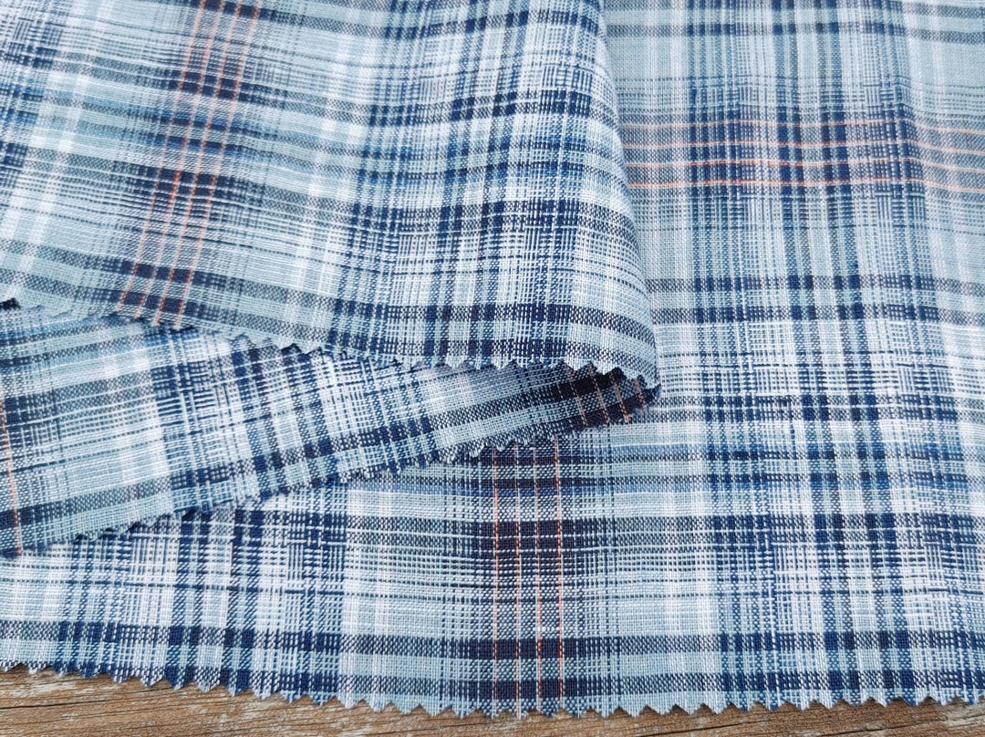 100% Linen Light Weight Madras Plaid Fabric 7608 7609 - The Linen Lab - Pink