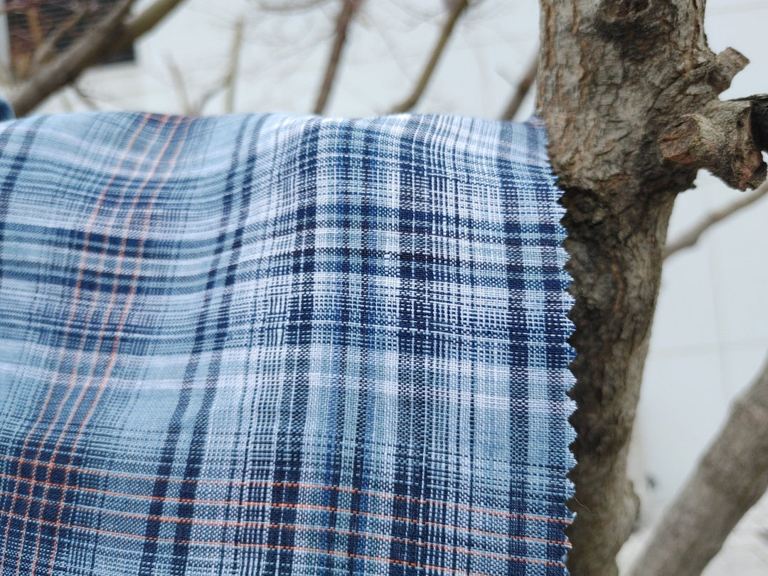 100% Linen Light Weight Madras Plaid Fabric 7608 7609 - The Linen Lab - Pink