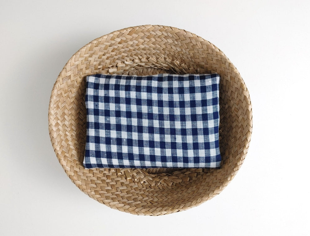 100% Linen Navy Small Gingham Check - Light and Airy 4684 - The Linen Lab - Navy