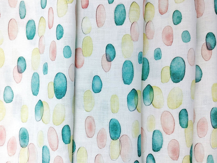 100% Linen Oval Print Fabric Light Weight 7684 - The Linen Lab - Multi
