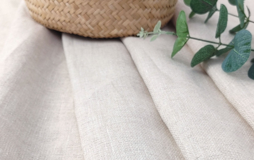 100% Linen Small Rhombus Jacquard Fabric in Light Natural Hue 4338 - The Linen Lab - Natural(Light)