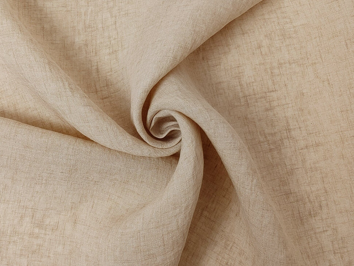 100% Linen Soft&Crisp Fabric 21s Vintage Chambray Beige(dark) 7734