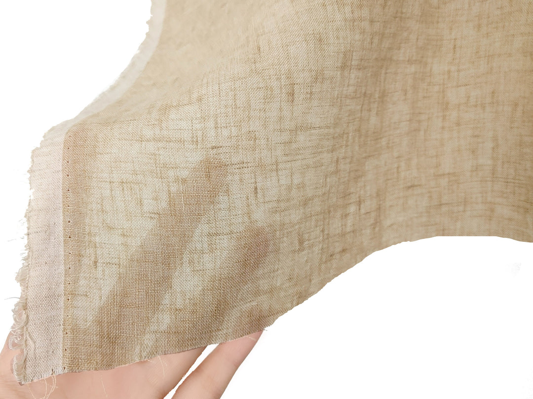 100% Linen Soft&Crisp Fabric 21s Vintage Chambray Beige(dark) 7734
