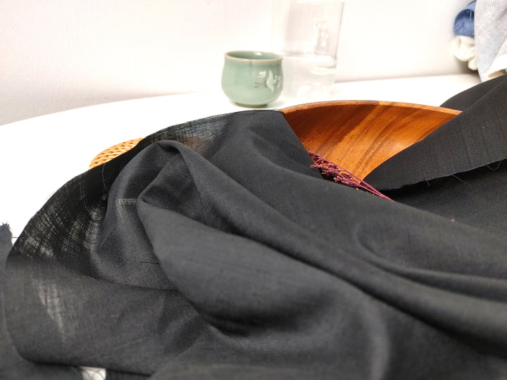 Ramie Polyester Black Sheer Fabric 68nm Light Weight 3898 2419