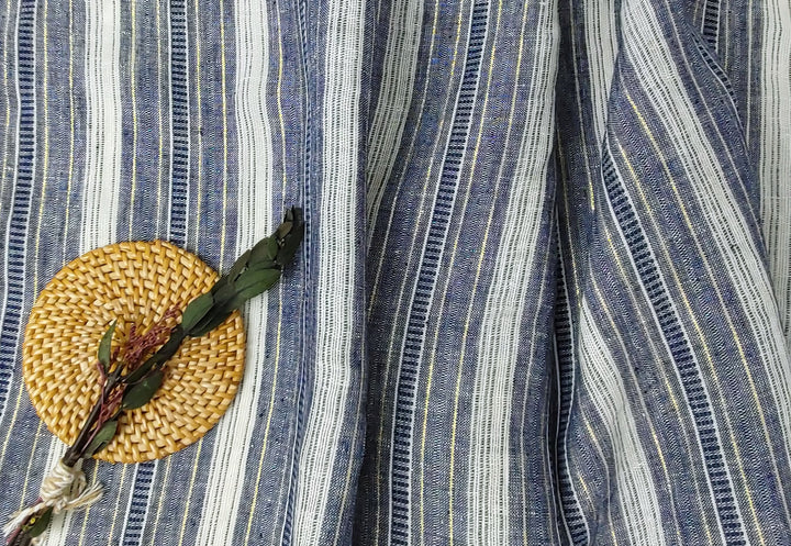 Linen Gold Lurex Dobby Stripe Fabric 1547 74
