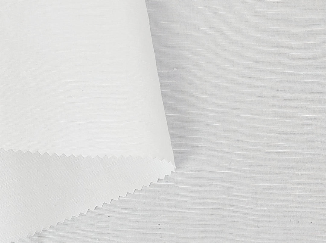 White Linen Tencel Cotton Blend Fabric - Soft Touch, Light-Medium Weight 7002