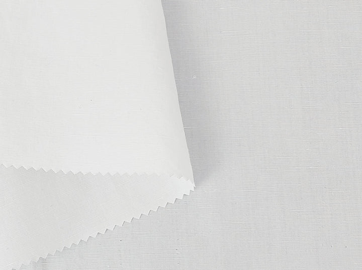 White Linen Tencel Cotton Blend Fabric - Soft Touch, Light-Medium Weight 7002