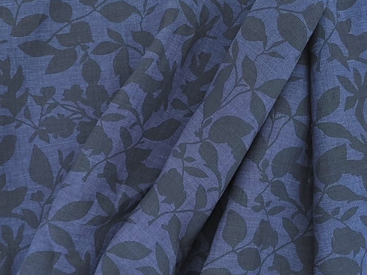 100% Linen Fabric – Lightweight Delavé Leaf Print, Soft Handfeel  7343 8189 8190