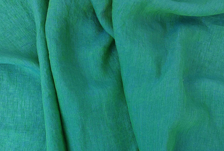 Lightweight 100% Linen Fabric - Green, 21s High-Twist Yarn, Two-Tone Effect 7929