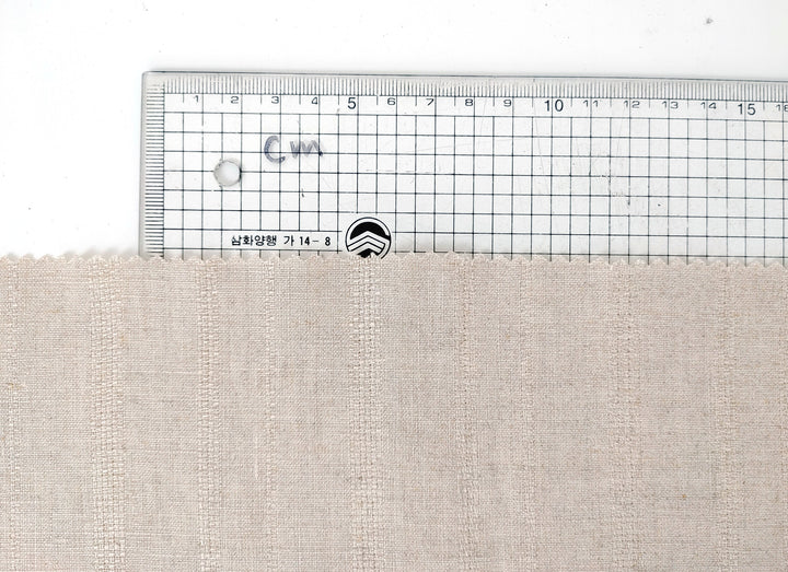 100% Linen Dobby Stripe Fabric – Natural Color, Medium Weight 876