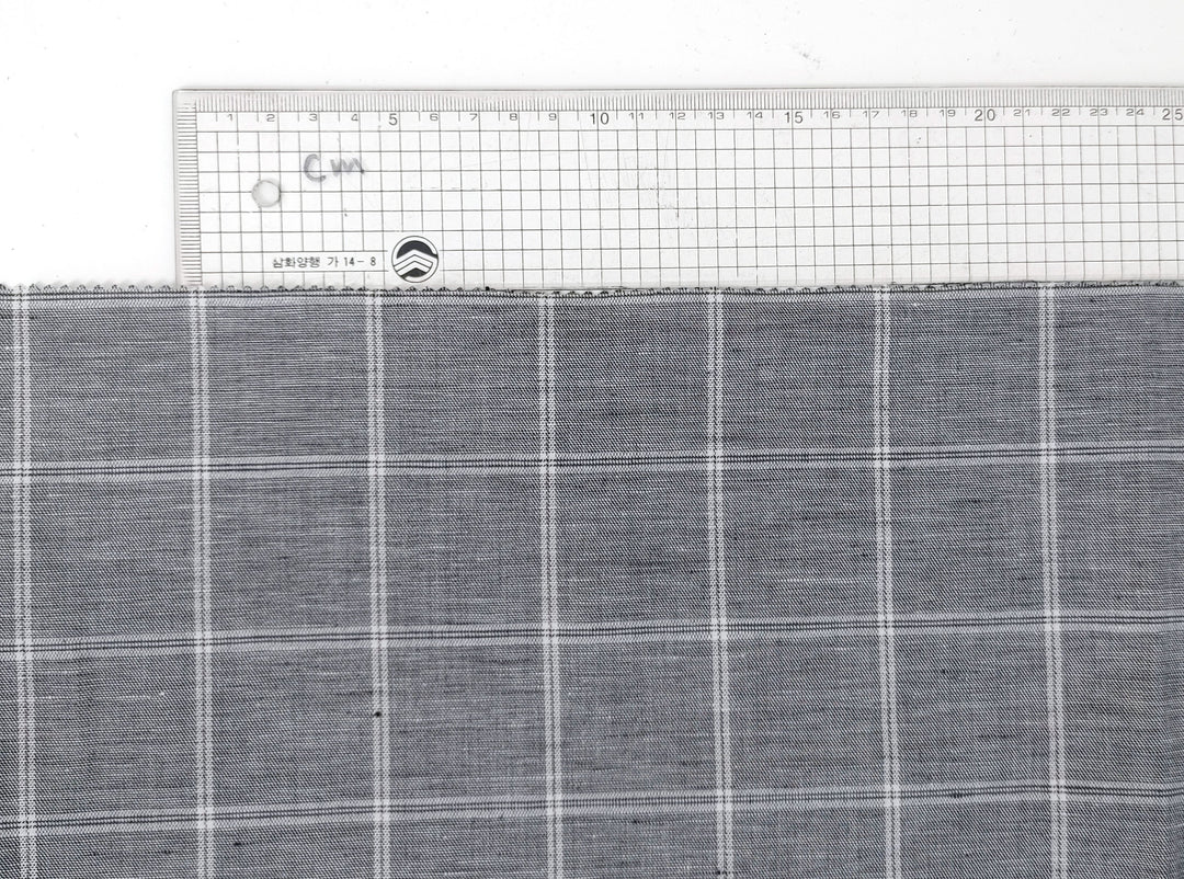 Classic Windowpane Linen-Cotton Twill Fabric – Light to Medium Weight 3185 3247