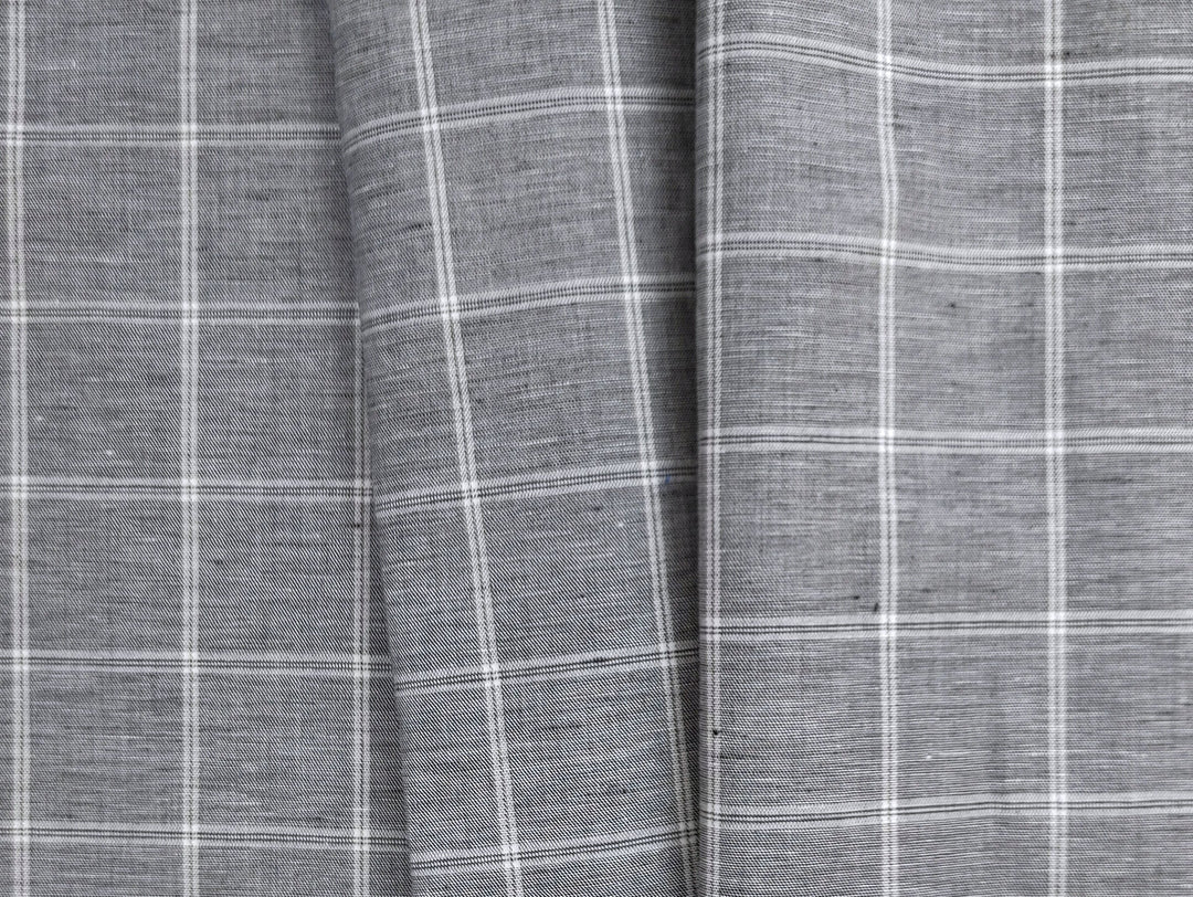 Classic Windowpane Linen-Cotton Twill Fabric – Light to Medium Weight 3185 3247