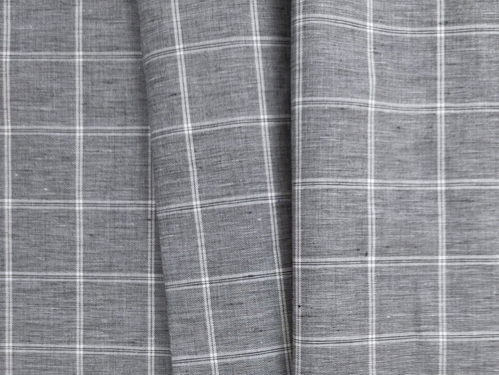 Classic Windowpane Linen-Cotton Twill Fabric – Light to Medium Weight 3185 3247