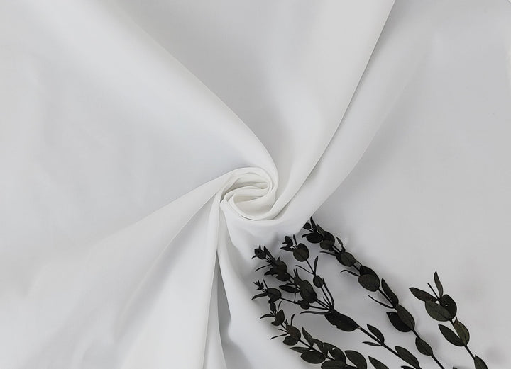 100% Polyester Twill Fabric – White, Subtle Stretch 2245