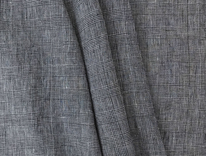 Linen Blend Fabric High Twisted Yarn Navy Glen Plaid Medium Weight 7077 7839 7078 7563 8330