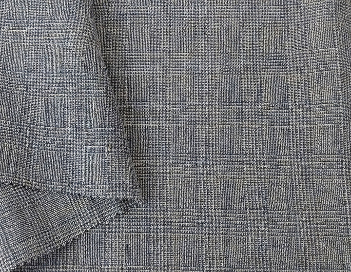 Linen Blend Fabric High Twisted Yarn Navy Glen Plaid Medium Weight 7077 7839 7078 7563 8330